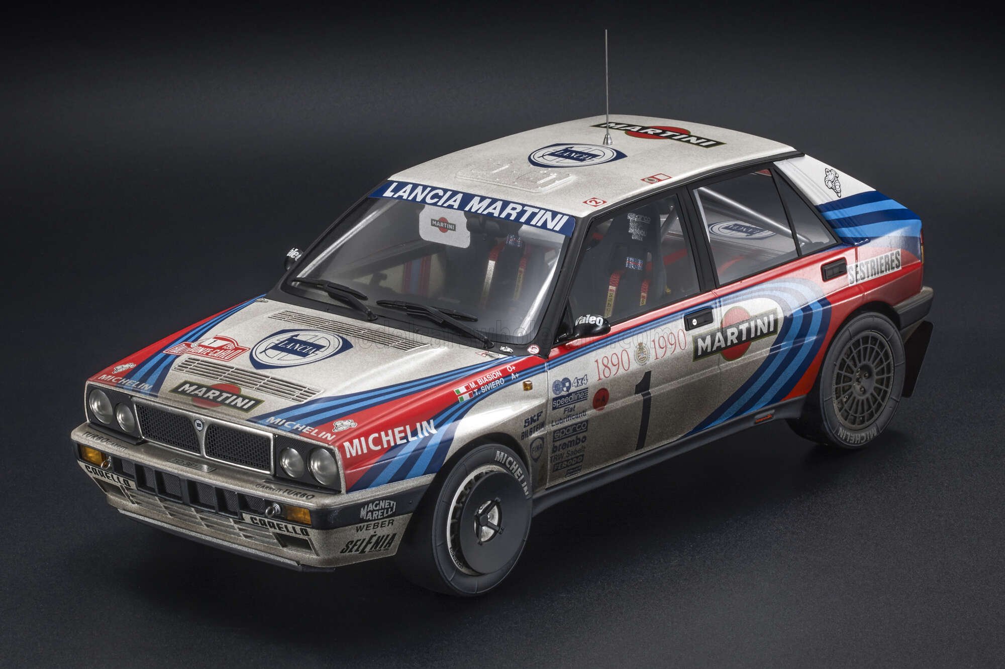 1:18 Top Marques - Lancia Delta HF Integrale Martini 16V #1 3rd Rally Monte Carlo 1990 - M. Biasion - T. Siviero *Dirty Version*