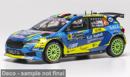 1:43 Ixo - Škoda Fabia Rally2 #23 Rally Monte Carlo 2026 - R. Daprà / L. Guglielmetti 1:43 Ixo - Škoda Fabia Rally2 #23 Rally Monte Carlo 2026 - R. Daprà / L. Guglielmetti