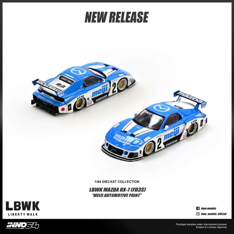 1:64 Inno64 - Mazda RX7 (FD3S) LB-Super Silhouette *Meiji* 1:64 Inno64 - Mazda RX7 (FD3S) LB-Super Silhouette *Meiji*