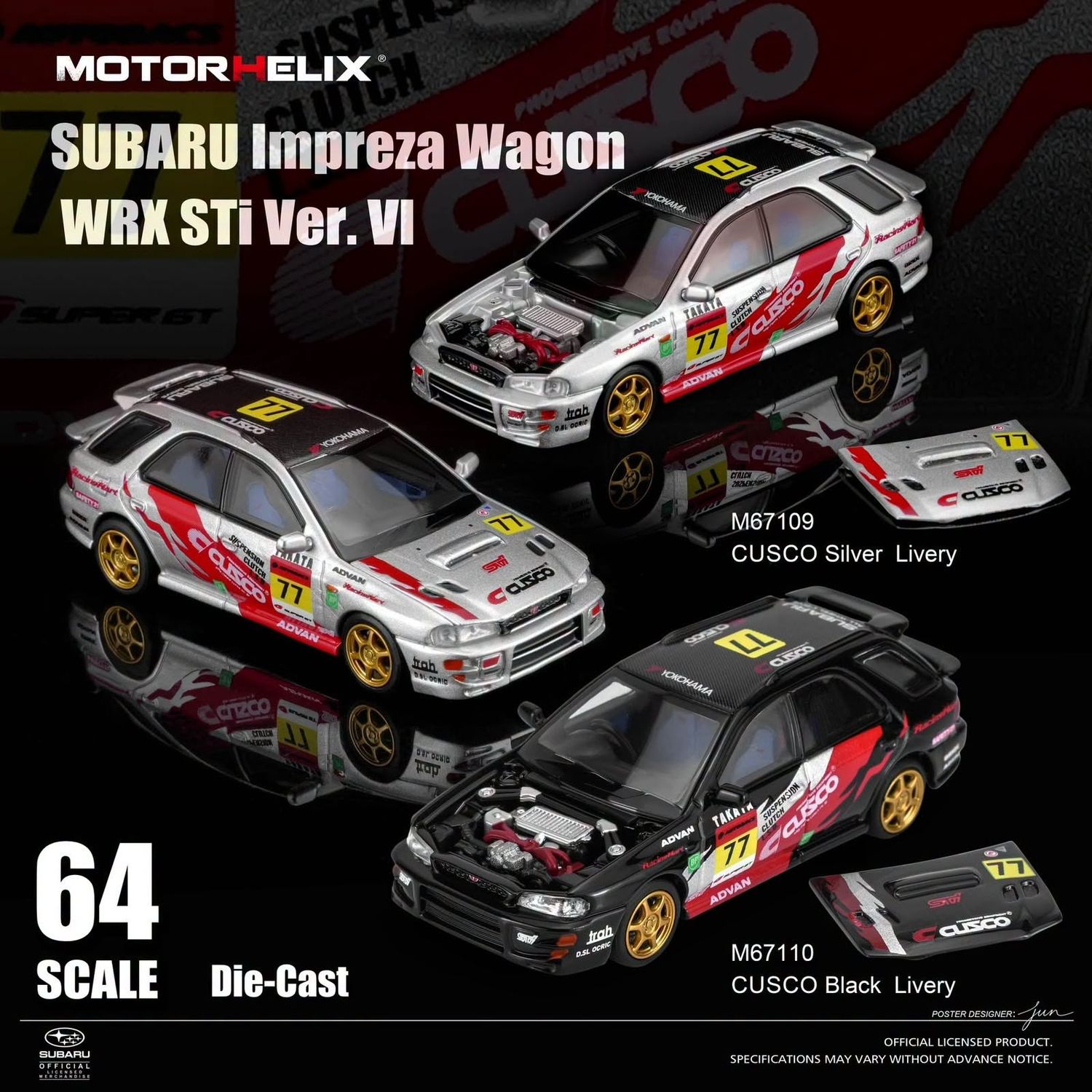 1:64 Motorhelix - Subaru Impreza Wagon WRX STi Ver VI, CUSCO black Livery