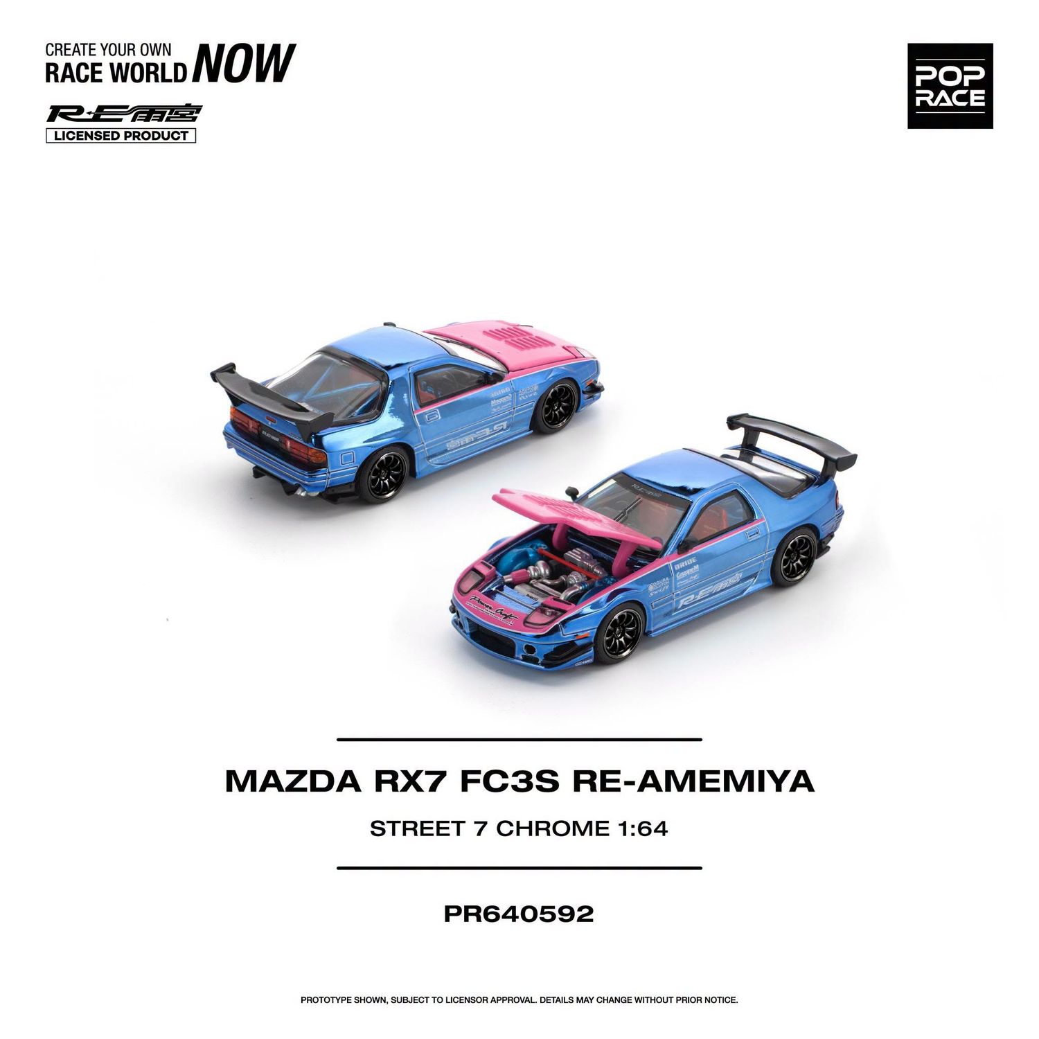 1:64 Pop Race Limited - Mazda RX7 (FC3S) Re-Amemiya Street7 Chrome