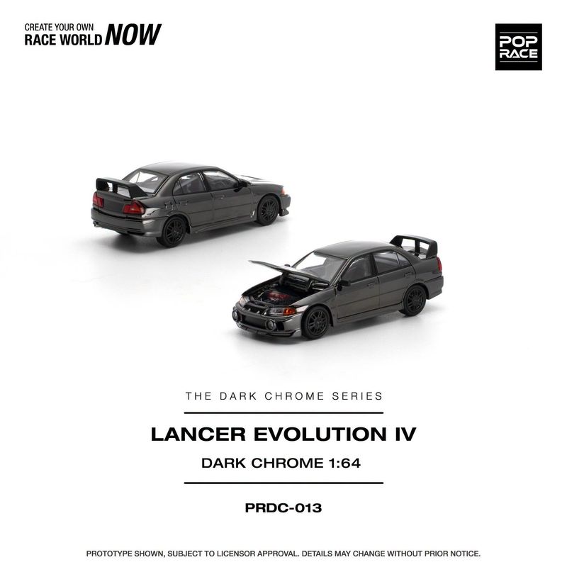 1:64 Pop Race Limited - Lancer Evolution IV, dark chrome