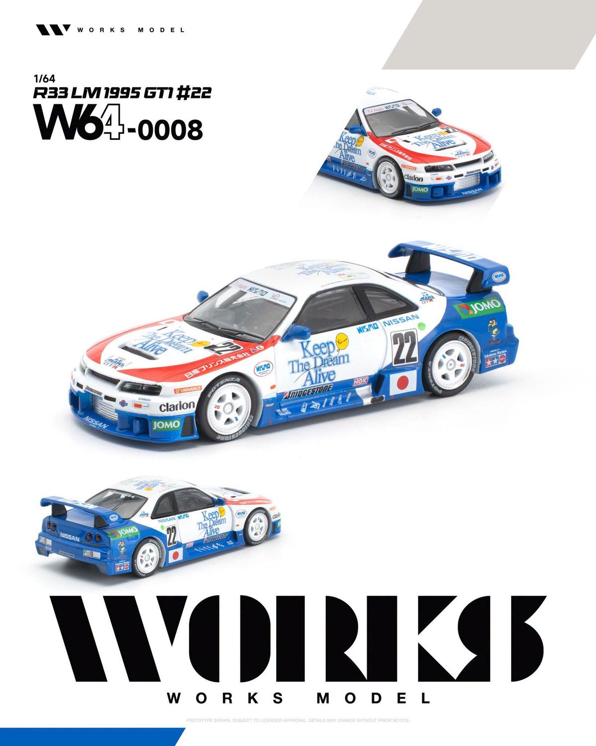 1:64 Works Model - 1995 Nissan R33 LM GT1 #22
