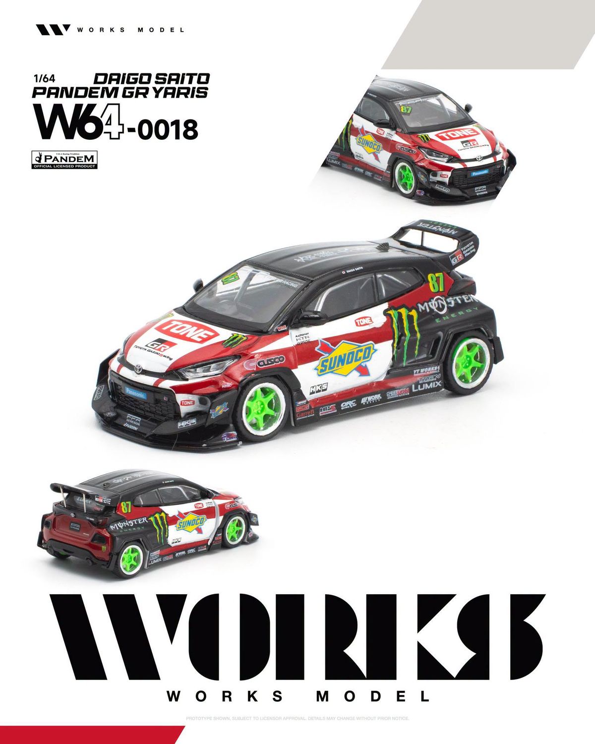 1:64 Works Model - Pandem GR Yaris #87 Daigo Saito