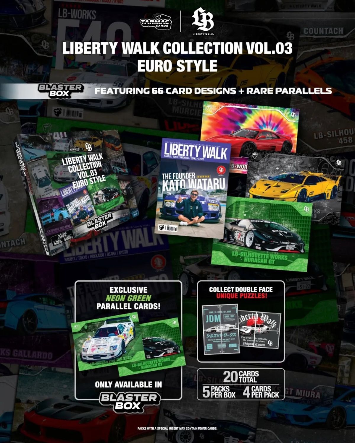 1:64 Tarmac Cards - Liberty Walk Collection Vol.03 Euro Style *Blaster Box*