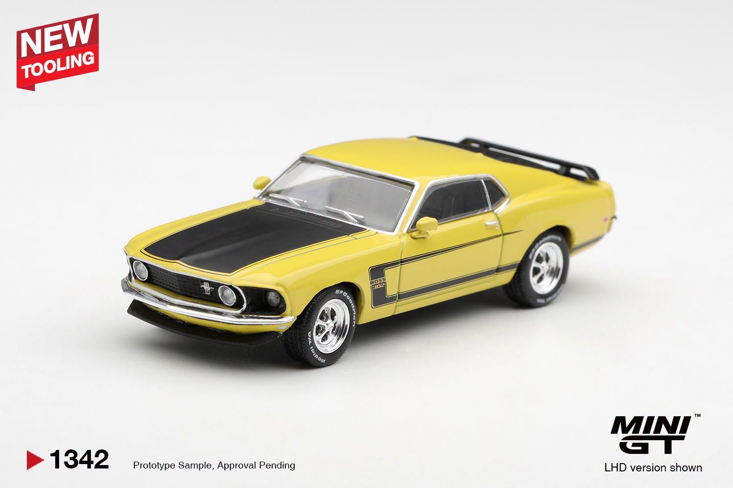 1:64 Mini GT - 1969 Ford Mustang Boss 302, bright yellow