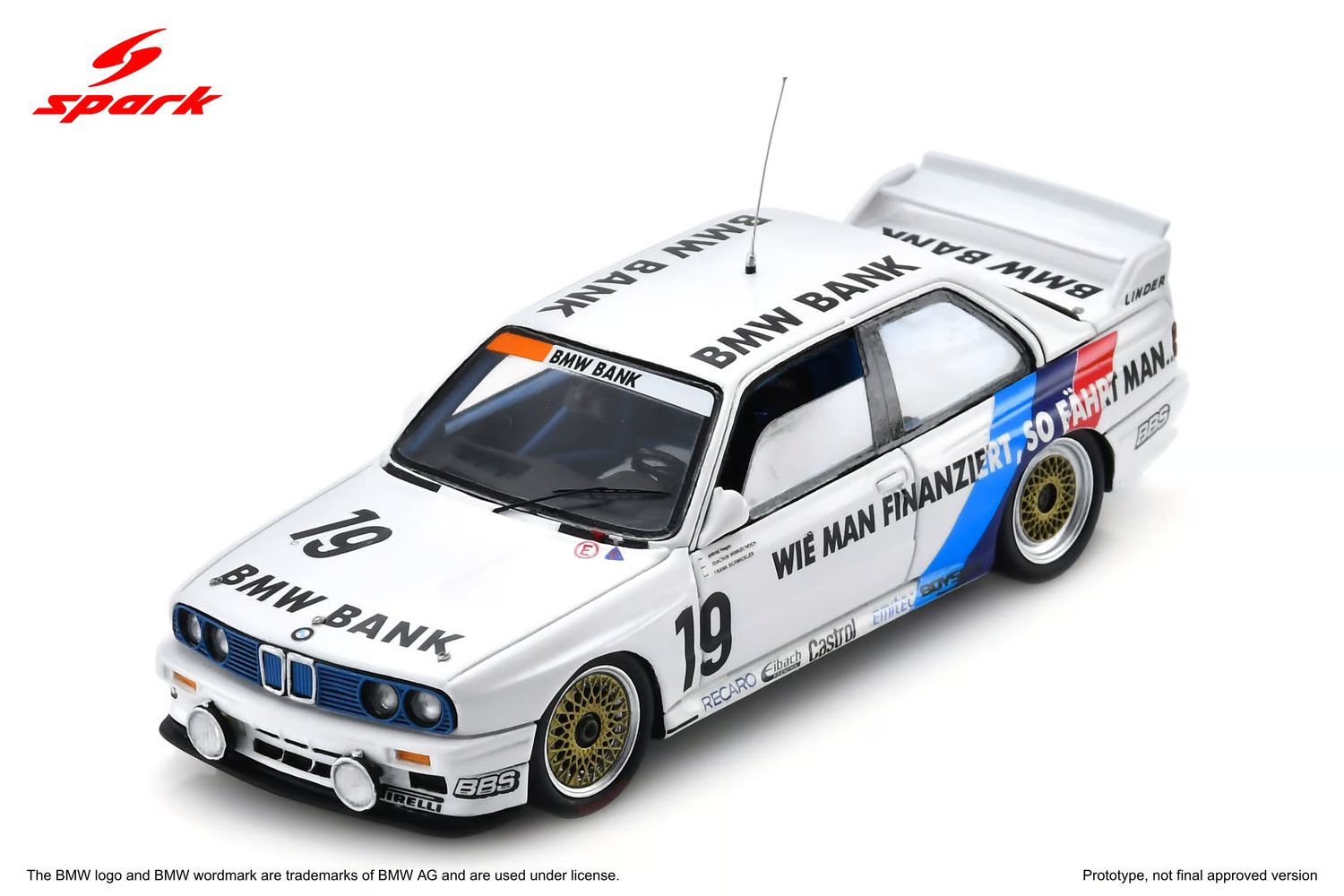 1:43 Spark - BMW M3 E30 #19 Winner Nürburgring 1990 - F. Heger / H. Schmickler / J. Winkelhock