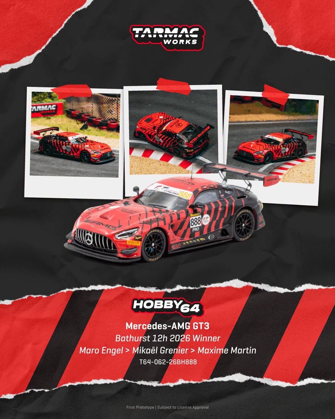 1:64 Tarmac - 2026 Mercedes Benz AMG GT GT3 #888 Maro Engel Bathurst 12h