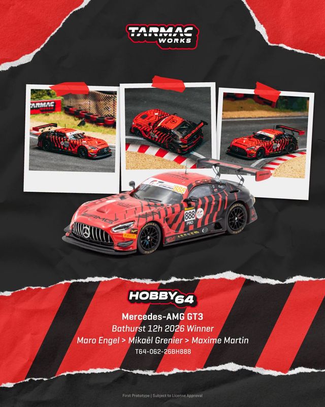 1:64 Tarmac - 2026 Mercedes Benz AMG GT GT3 #888 Maro Engel Bathurst 12h 1:64 Tarmac - 2026 Mercedes Benz AMG GT GT3 #888 Maro Engel Bathurst 12h