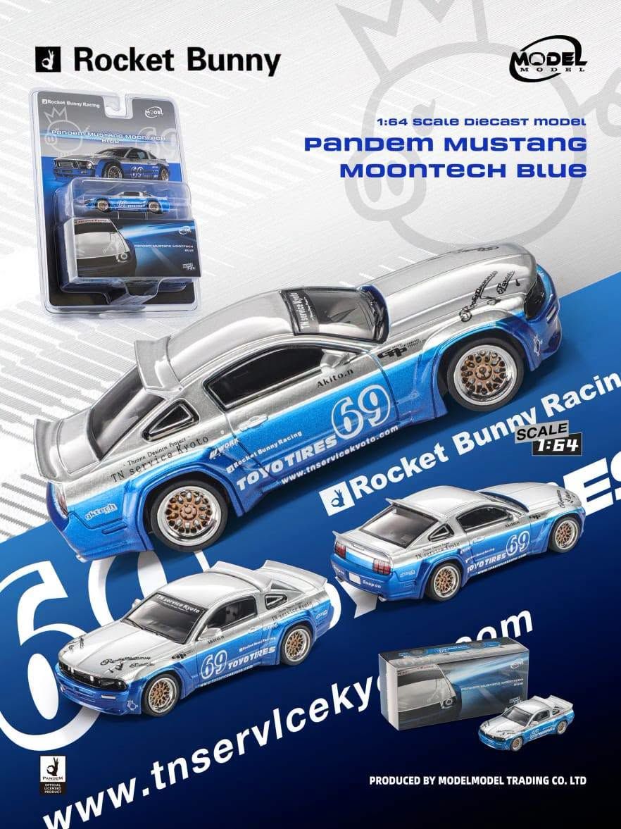 1:64 ModelModel - Pandem Mustang, moontech blue
