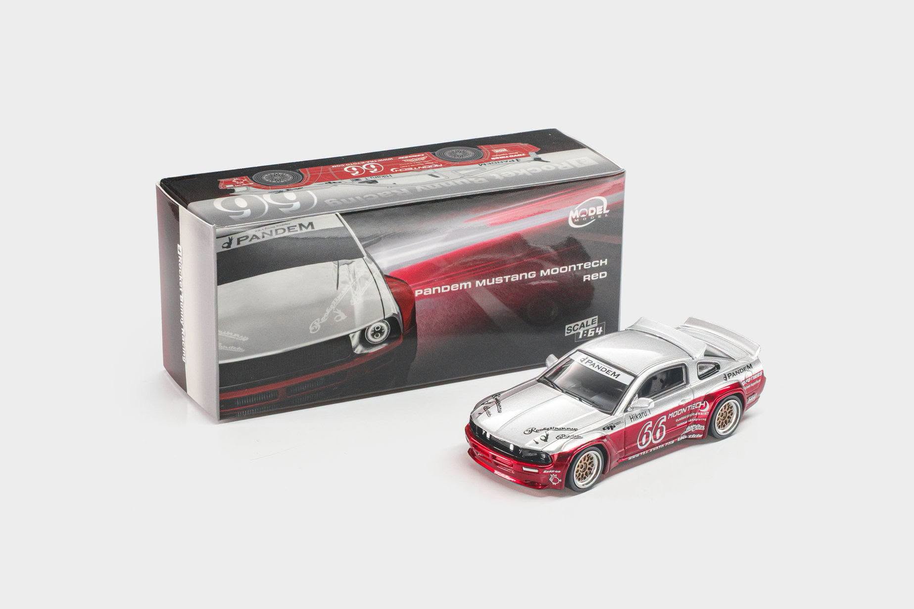 1:64 ModelModel - Pandem Mustang, moontech red