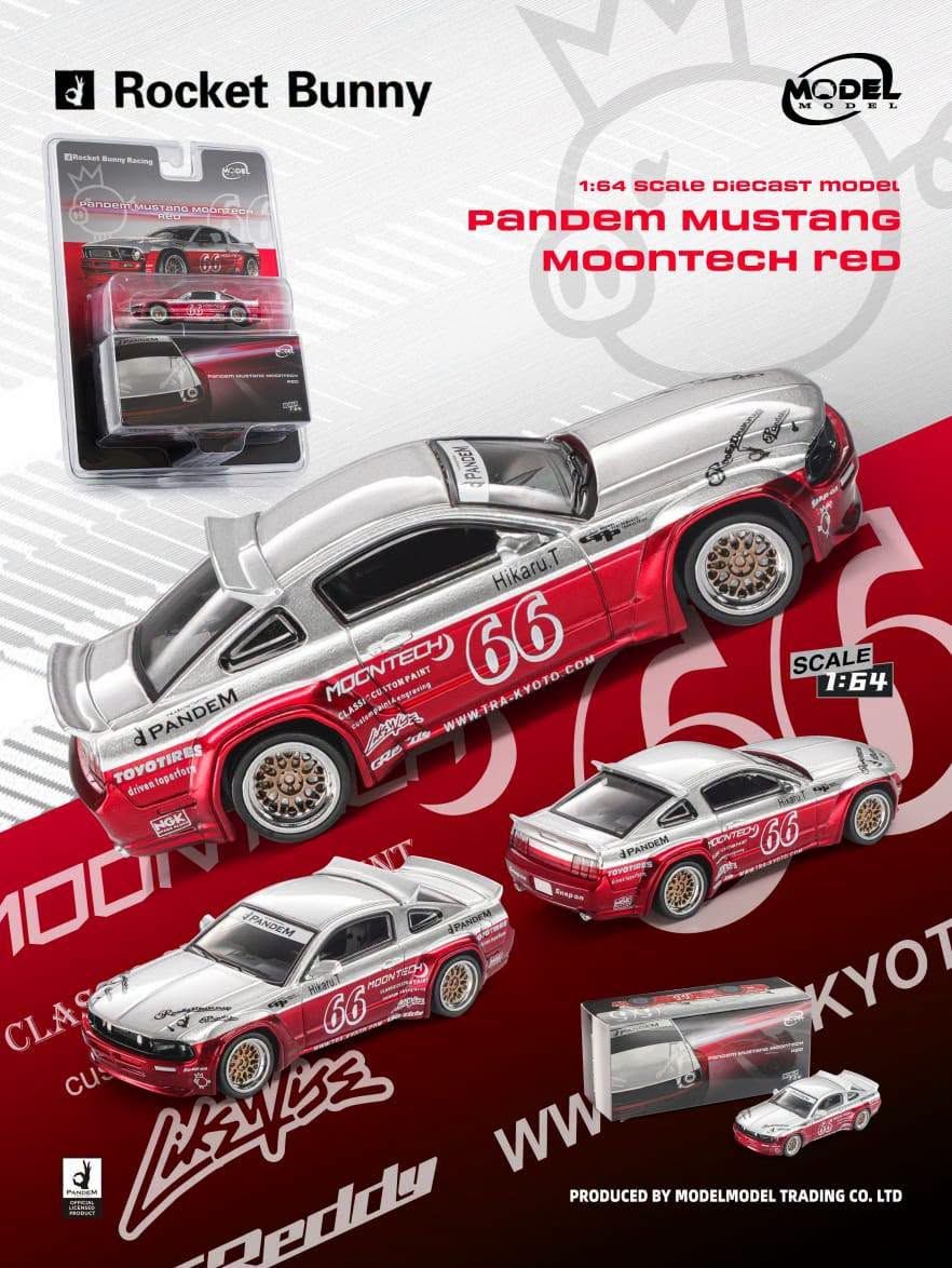 1:64 ModelModel - Pandem Mustang, moontech red