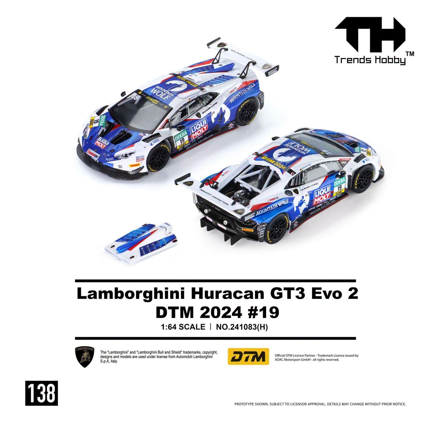 1:64 Trends Hobby - 2024 Lamborghini Huracan GT3 Evo2 DTM #19