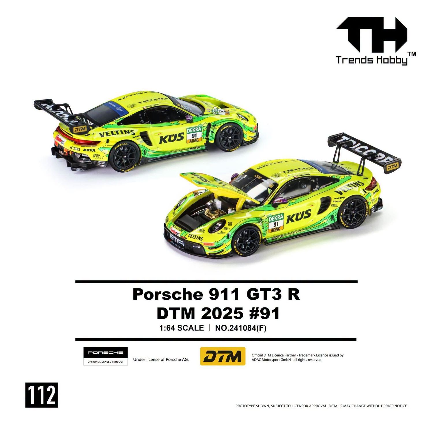 1:64 Trends Hobby - 2025 Porsche 911 GT3 R DTM #91