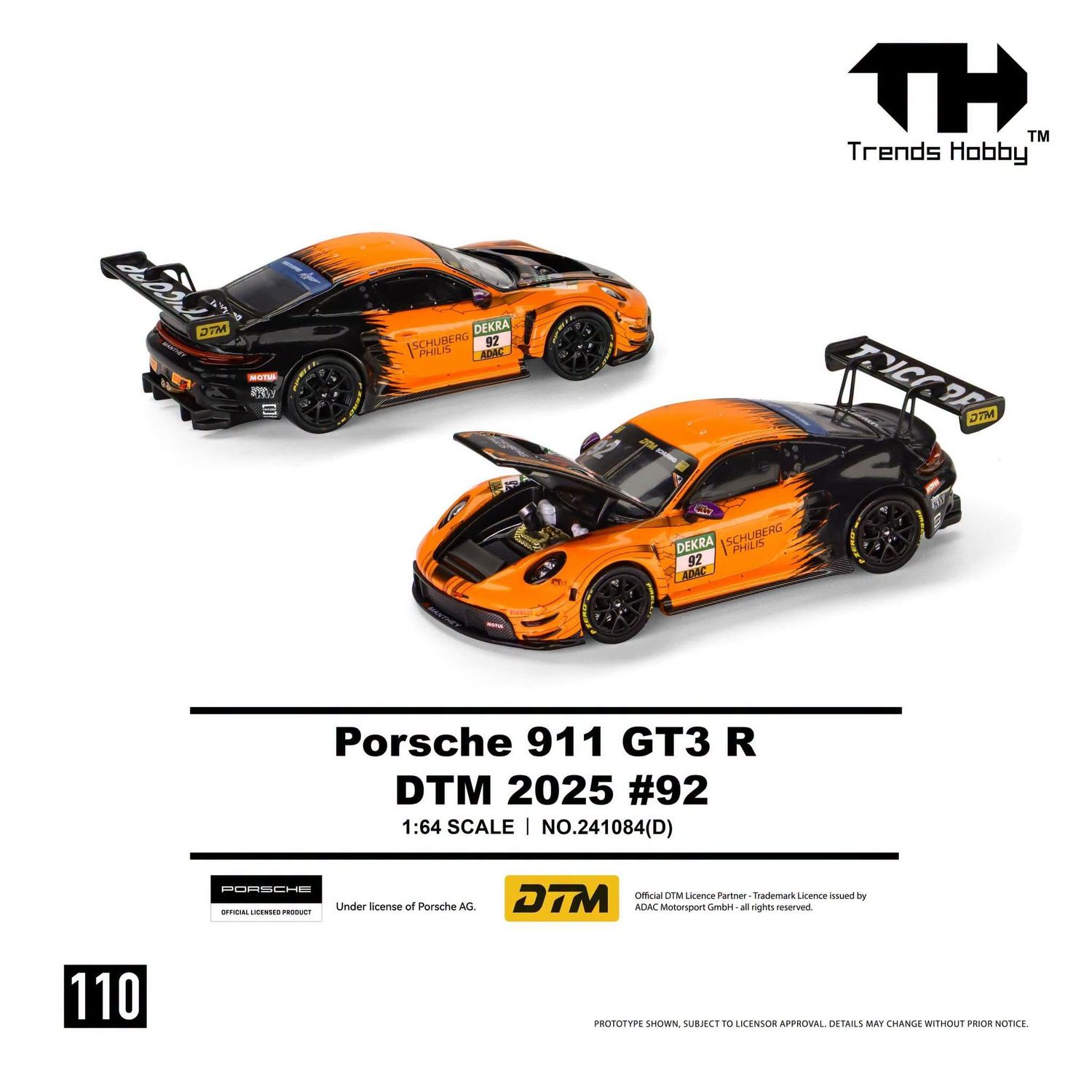 1:64 Trends Hobby - 2025 Porsche 911 GT3 R DTM #92
