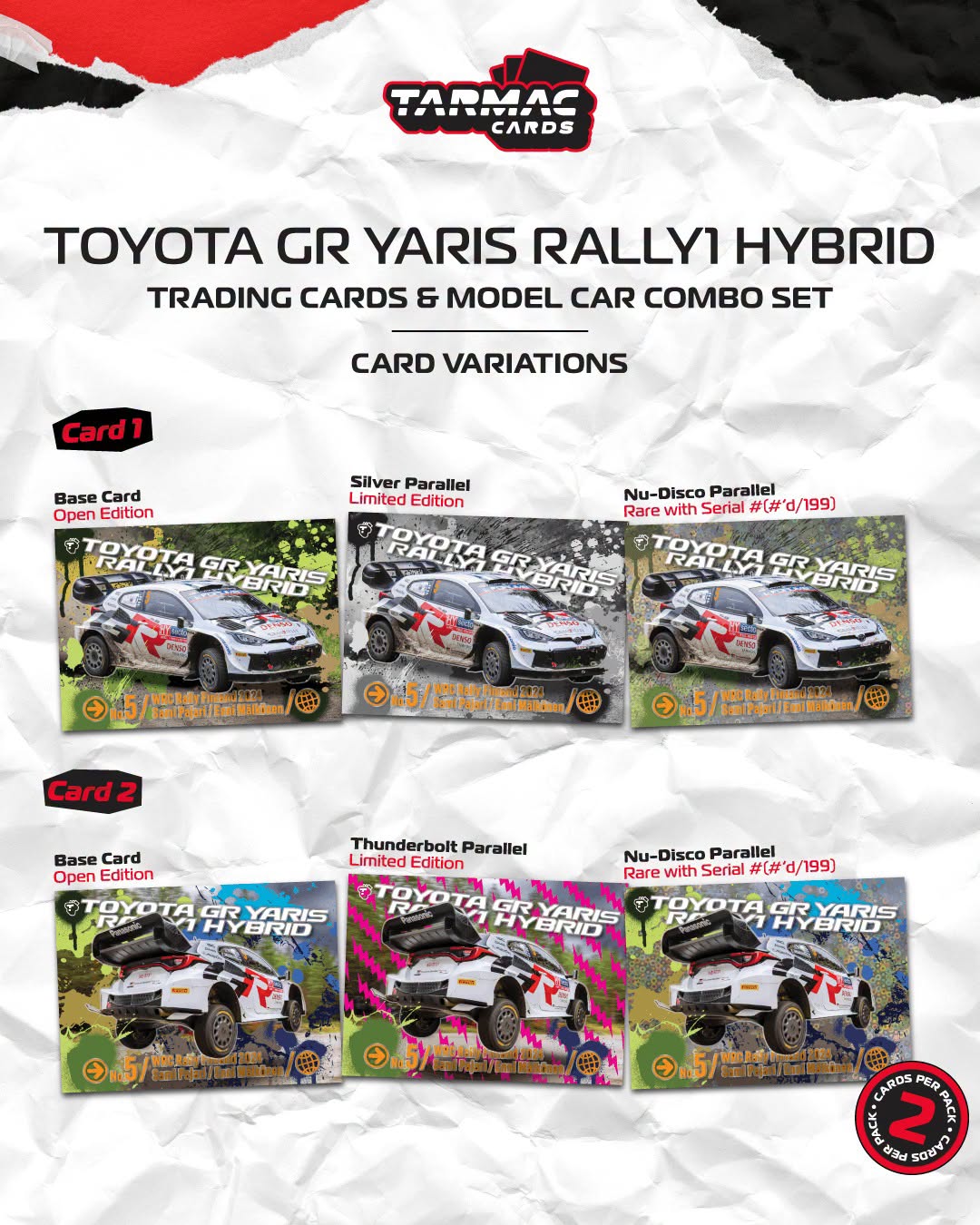 1:64 Tarmac - 2024 Toyota Yaris GR Rally1 Hybrid #5 Sami Pajari Rally Finland *Tarmac Cards*
