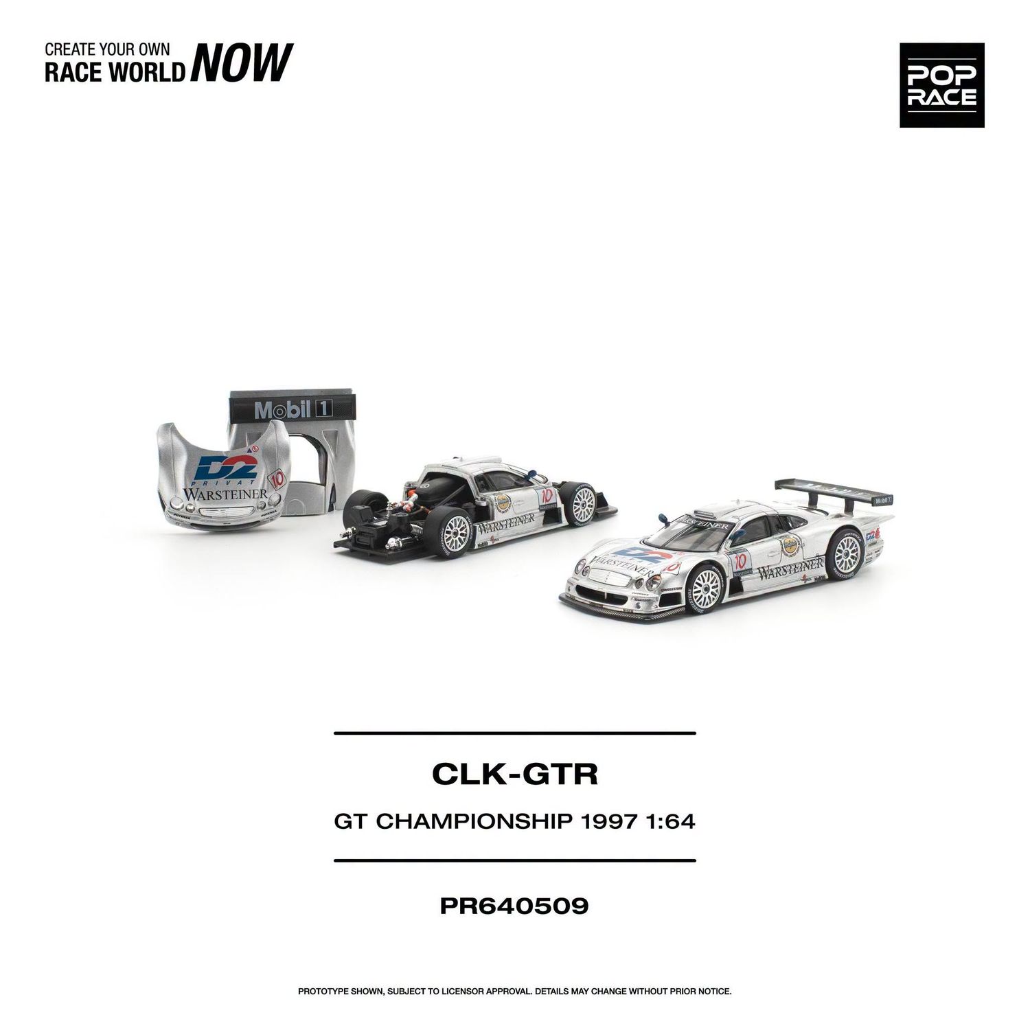 1:64 Pop Race Limited - 1997 Mercedes Benz AMG CLK GTR FIA GT Championship, silver