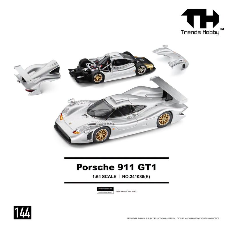 1:64 Trends Hobby - 1998 Porsche 911 GT1, silver 1:64 Trends Hobby - 1998 Porsche 911 GT1, silver