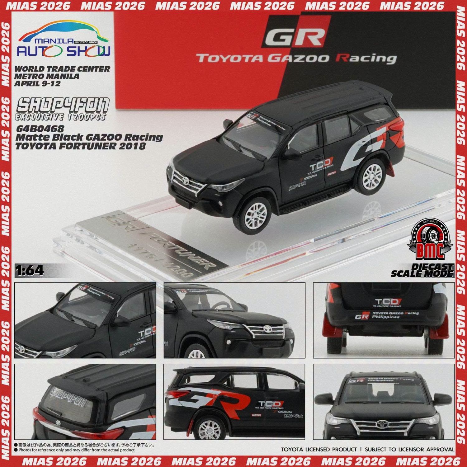 1:64 BM Creations - 2018 Toyota Fortuner GR Racing (RHD) S4F(April26), matte black