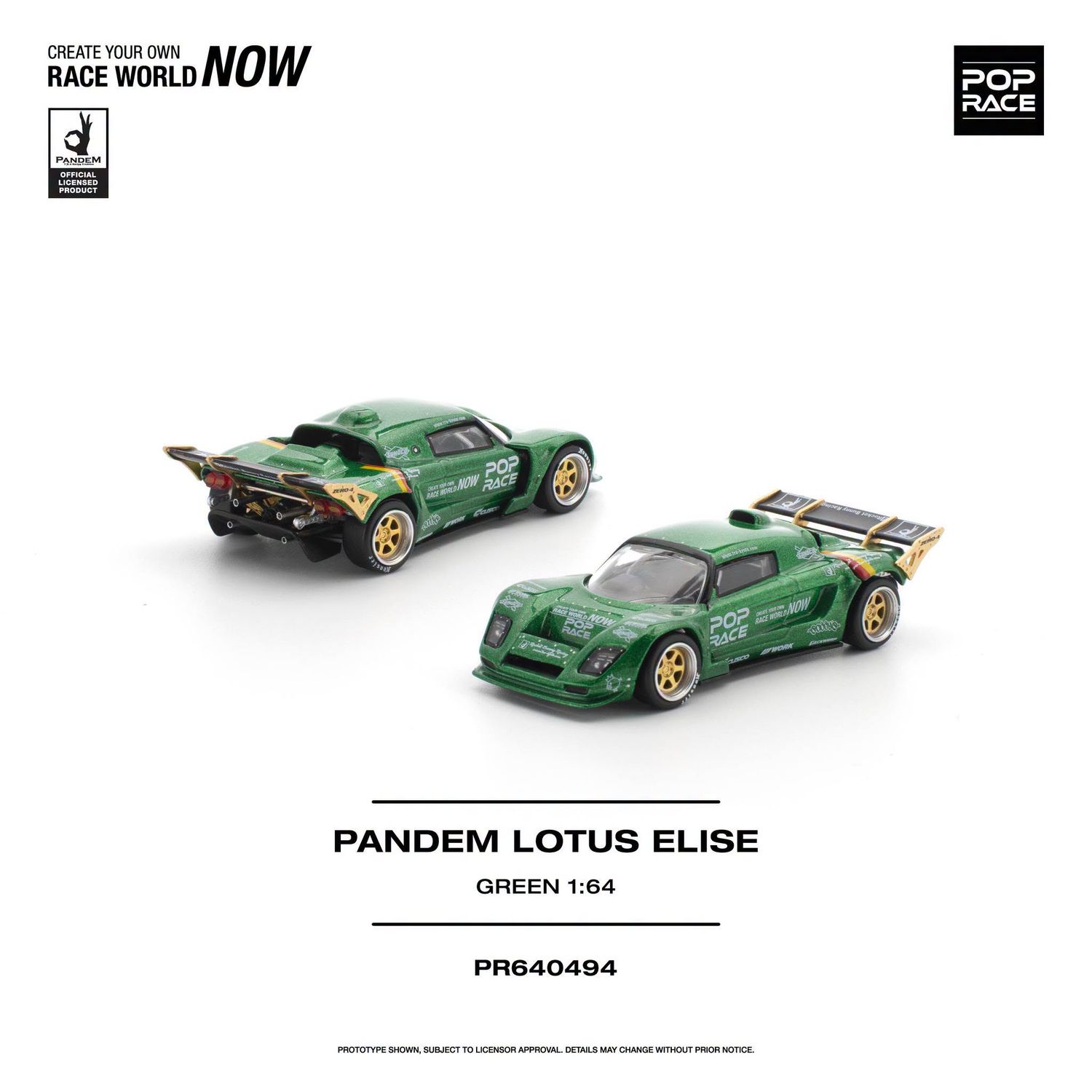 1:64 Pop Race Limited - Pandem Lotus Elise, green