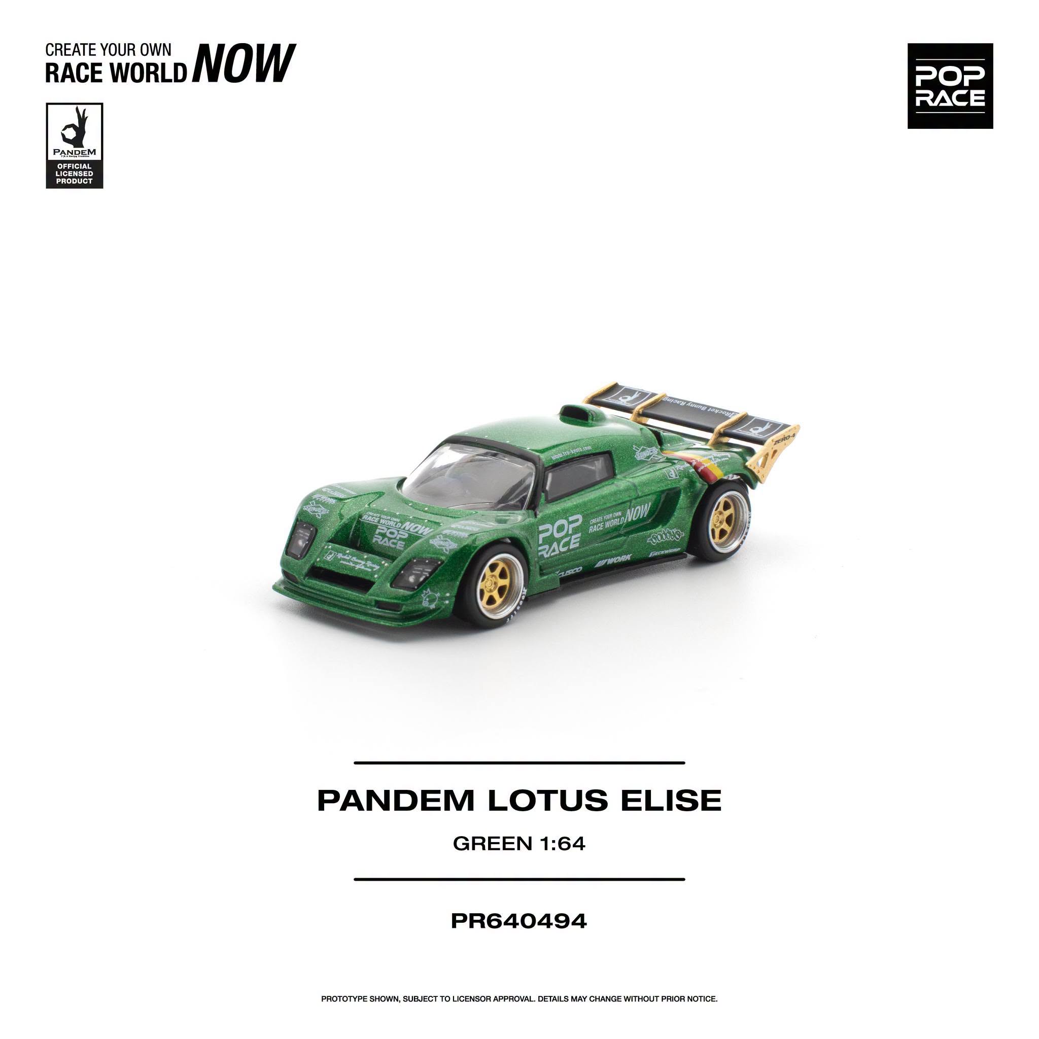 1:64 Pop Race Limited - Pandem Lotus Elise, green