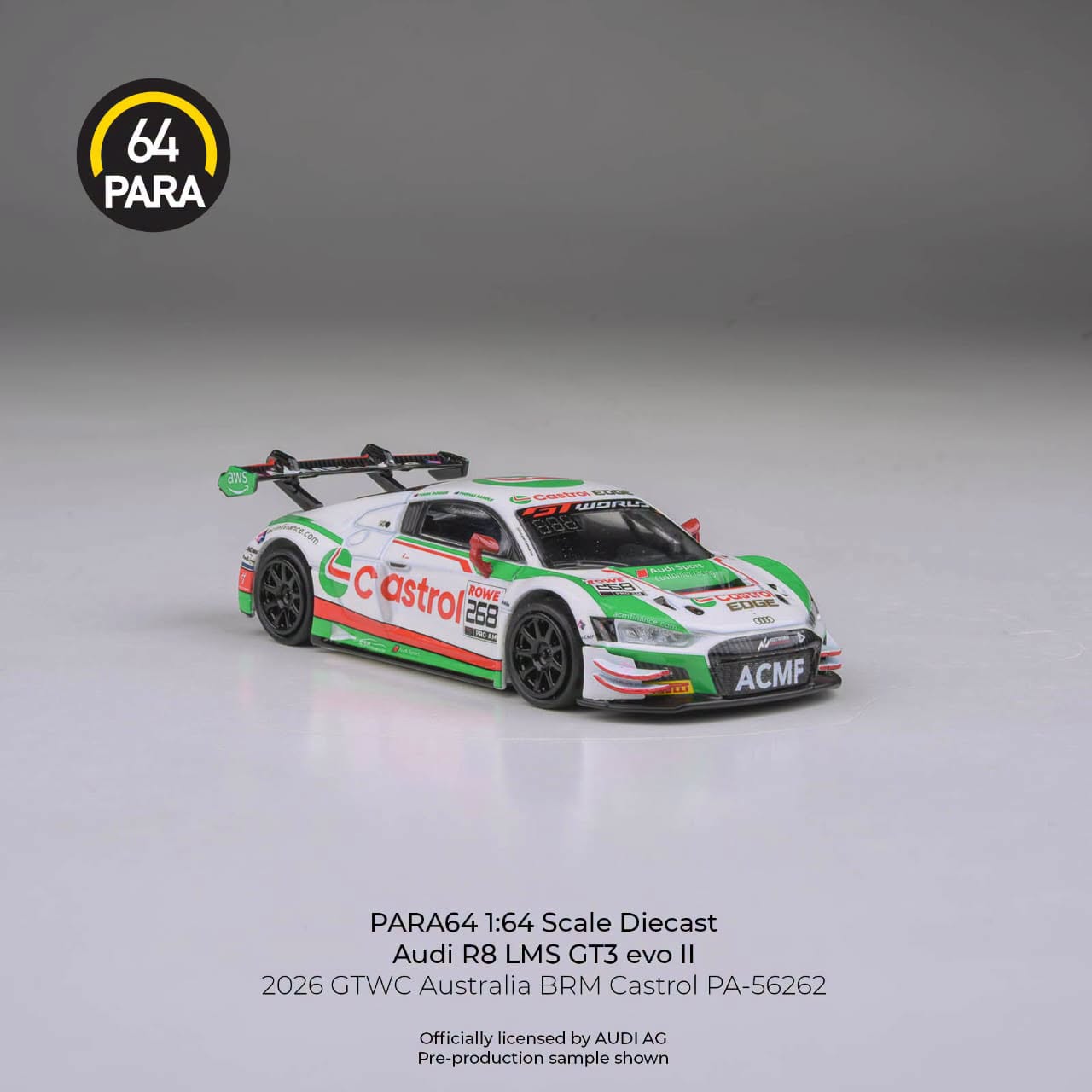 1:64 Para64 - 2026 Audi R8 LMS GT3 Evo II GTWC Australia BRM Castrol