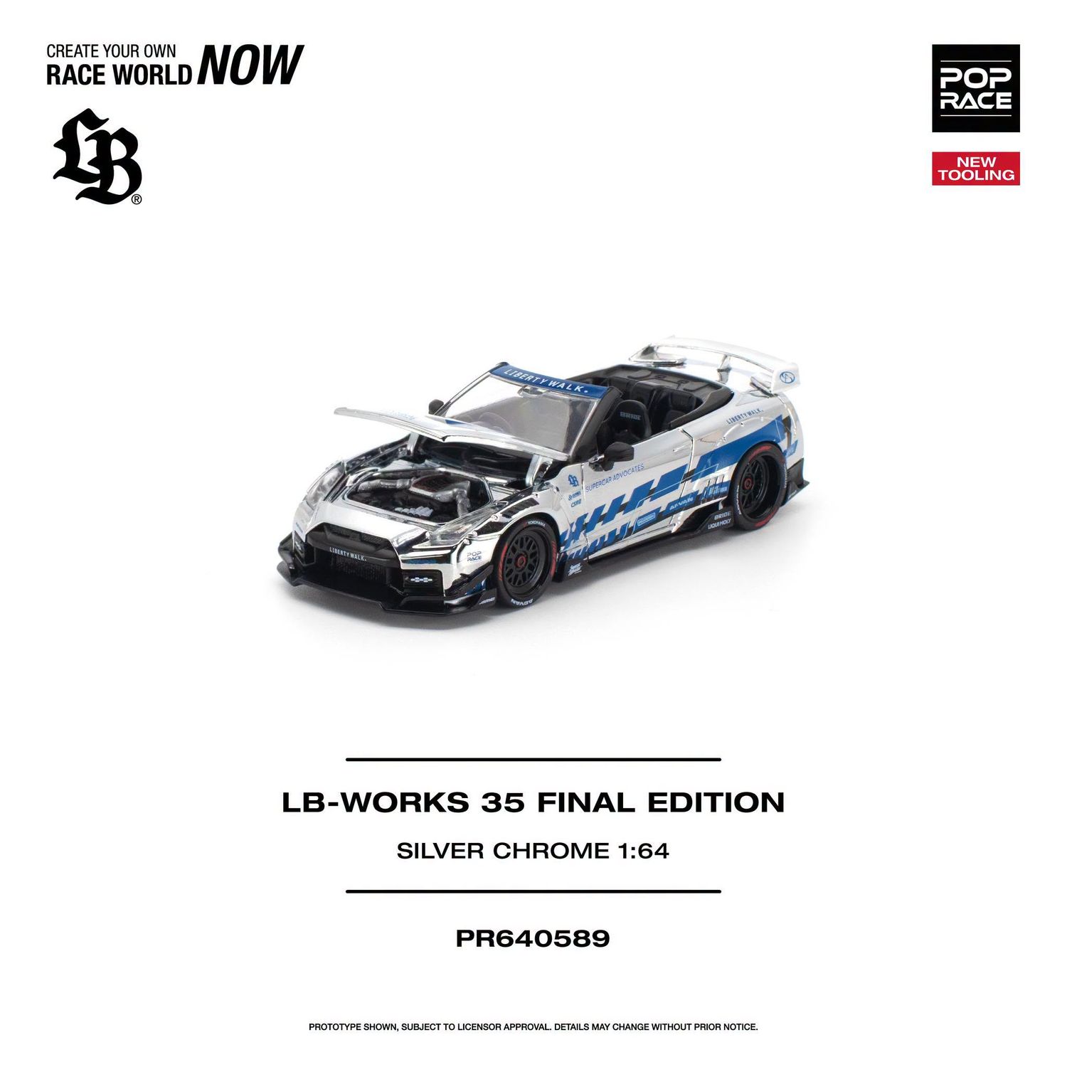 1:64 Pop Race Limited - LB-Works 35 Final Edition, silver/blue chrome