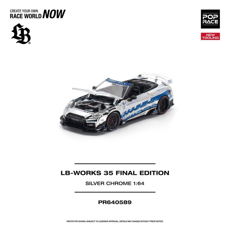 1:64 Pop Race Limited - LB-Works 35 Final Edition, silver/blue chrome 1:64 Pop Race Limited - LB-Works 35 Final Edition, silver/blue chrome