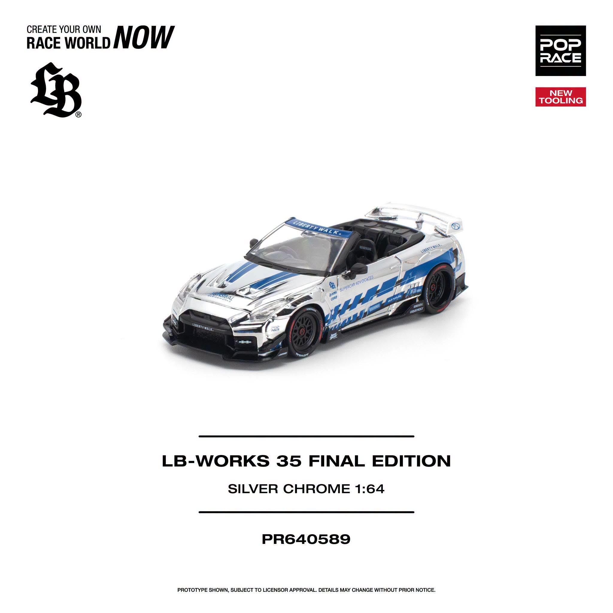 1:64 Pop Race Limited - LB-Works 35 Final Edition, silver/blue chrome