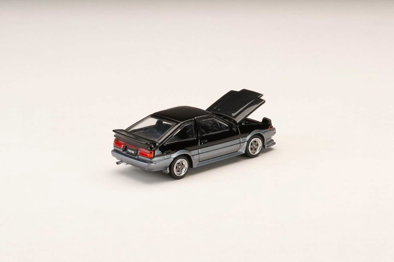 1:64 Hobby Japan - Toyota Sprinter Trueno GT APEX (AE86) Late Ver. JDM Style Carbon Bonnet, black/gray