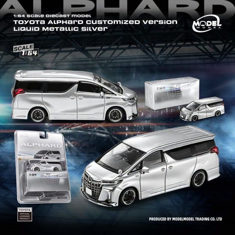 1:64 ModelModel - Toyota Alphard Customized Version, liquid metallic silver 1:64 ModelModel - Toyota Alphard Customized Version, liquid metallic silver