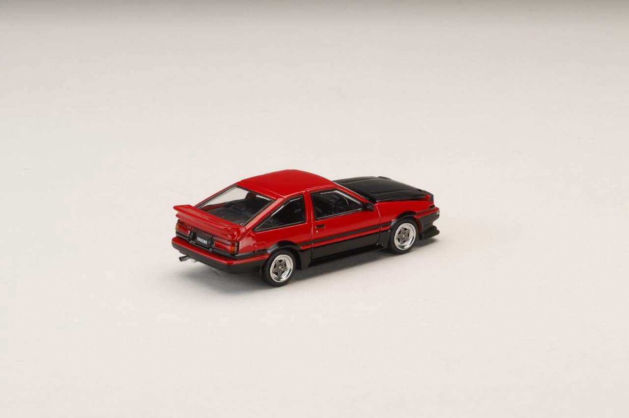 1:64 Hobby Japan - Toyota Sprinter Trueno GT APEX (AE86) Late Ver. JDM Style Carbon Bonnet, red/black