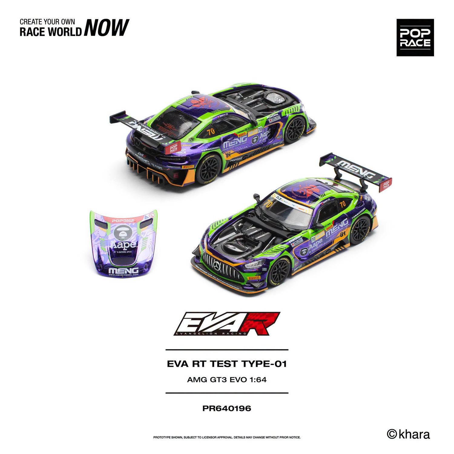 1:64 Pop Race Limited - 2023 Eva RT Test Type-01 AMG GT3 Evo Macau GP