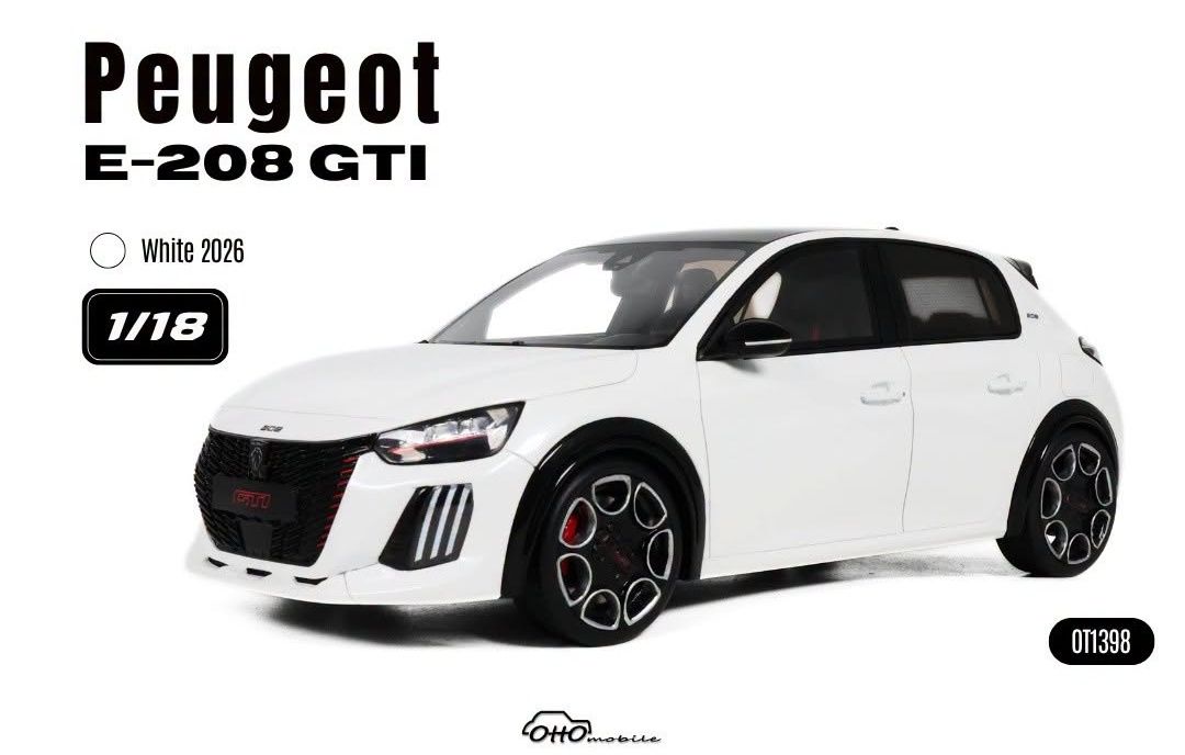 1:18 Otto Mobile - 2026 Peugeot E-208 GTi White