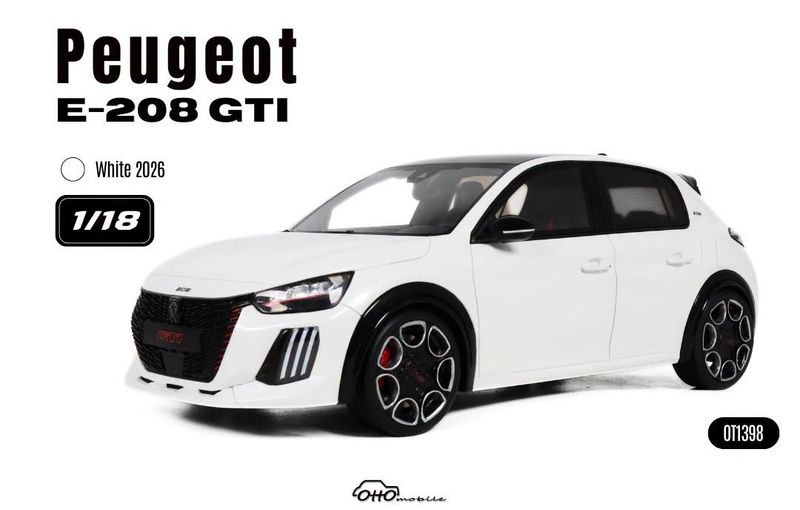 1:18 Otto Mobile - 2026 Peugeot E-208 GTi White
