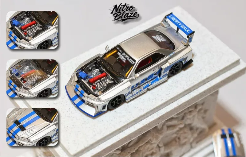 1:64 Street Weapon - Nissan ER34 Skyline, silver/blue 1:64 Street Weapon - Nissan ER34 Skyline, silver/blue