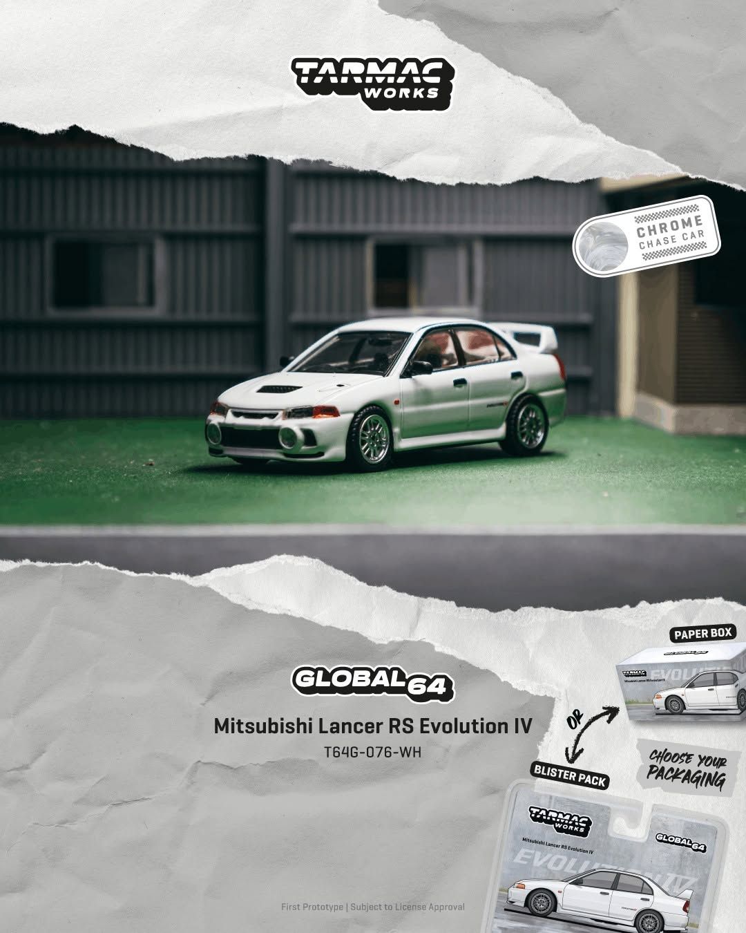 1:64 Tarmac - 1996 Mitsubishi Lancer RS Evolution IV, white