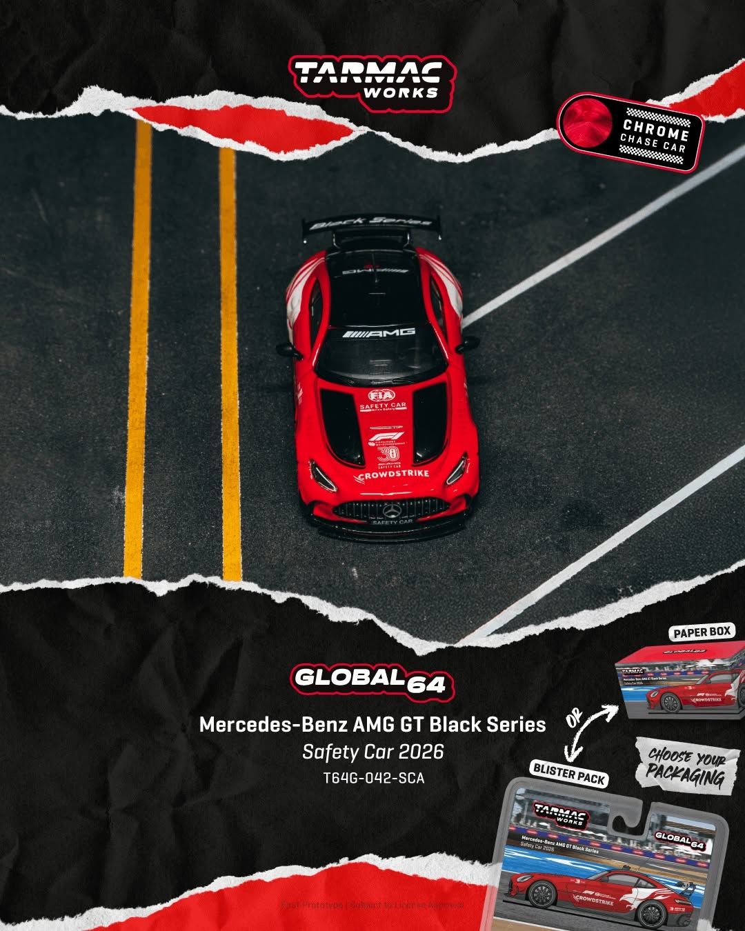 1:64 Tarmac - 2026 Mercedes-Benz AMG GT Black Series Safety car, red/white