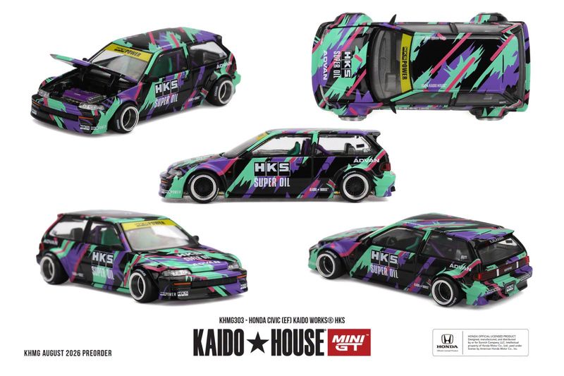 1:64 Mini GT - 1987 Honda Civic (EF) Kaido Works *HKS* 1:64 Mini GT - 1987 Honda Civic (EF) Kaido Works *HKS*
