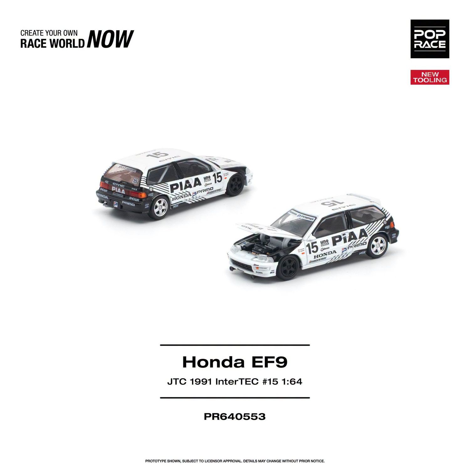 1:64 Pop Race Limited - 1991 Honda Civic (EF9) #15 JTC InterTEC
