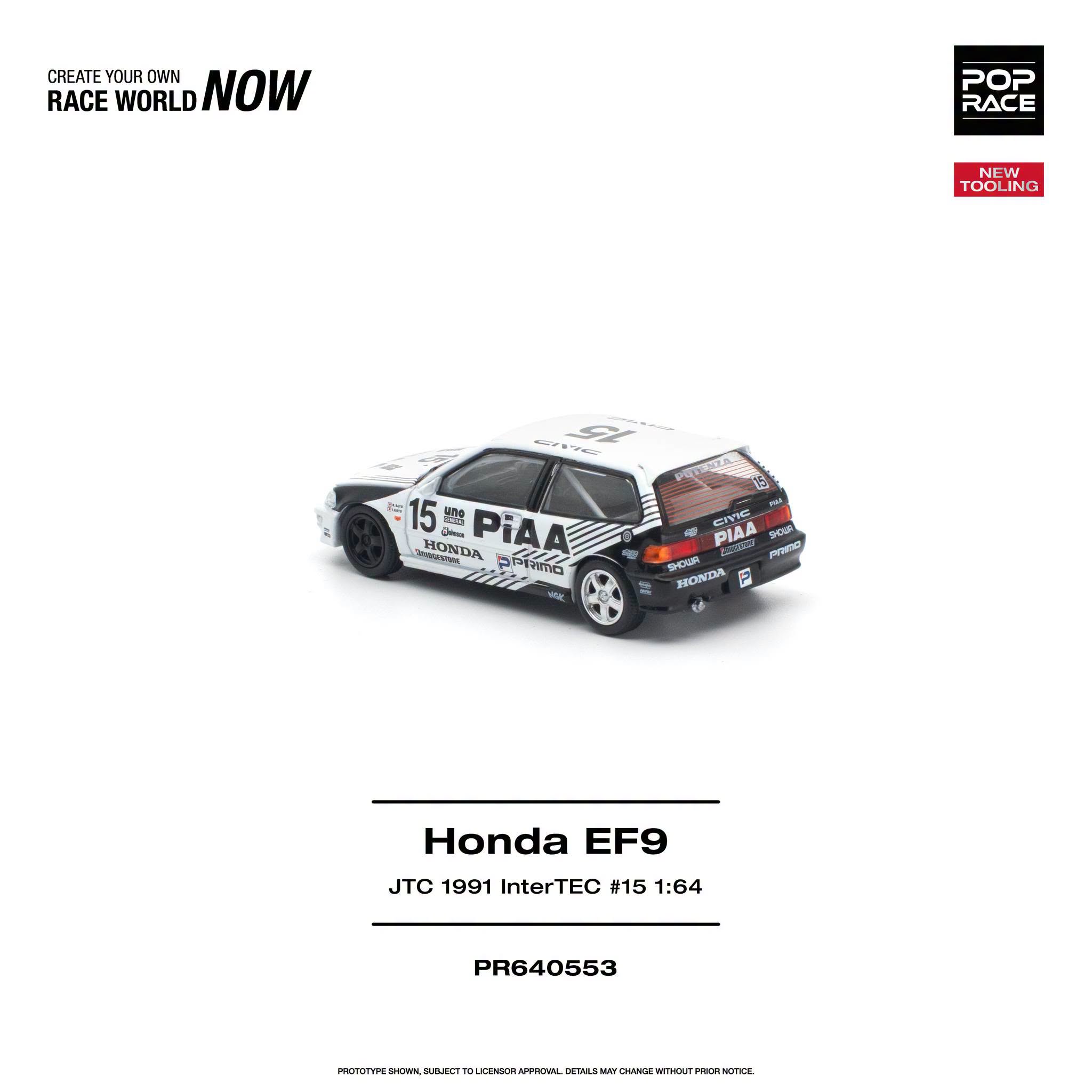 1:64 Pop Race Limited - 1991 Honda Civic (EF9) #15 JTC InterTEC