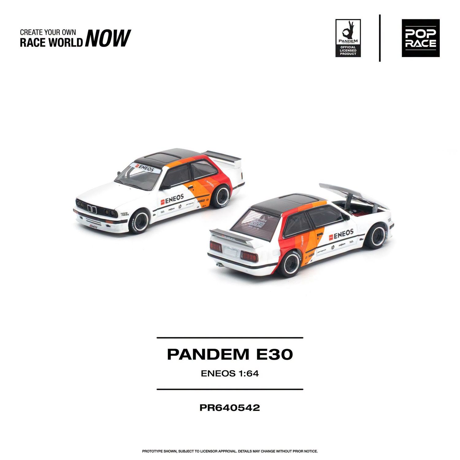 1:64 Pop Race Limited - Pandem BMW E30, white/orange/red