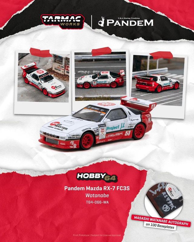 1:64 Tarmac - 2026 Mazda RX-7 (FC3S) Pandem Masashi Watanabe