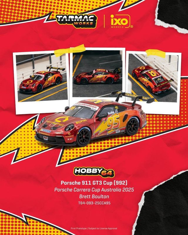 1:64 Tarmac - 2025 Porsche 911 GT3 Cup (992) Brett Boulton Porsche Carrera CUP Australia