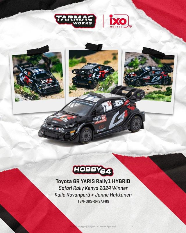 1:64 Tarmac - 2024 Toyota Yaris GR Rally1 Hybrid #69 Kalle Rovanpera Safari Rally Kenya Winner