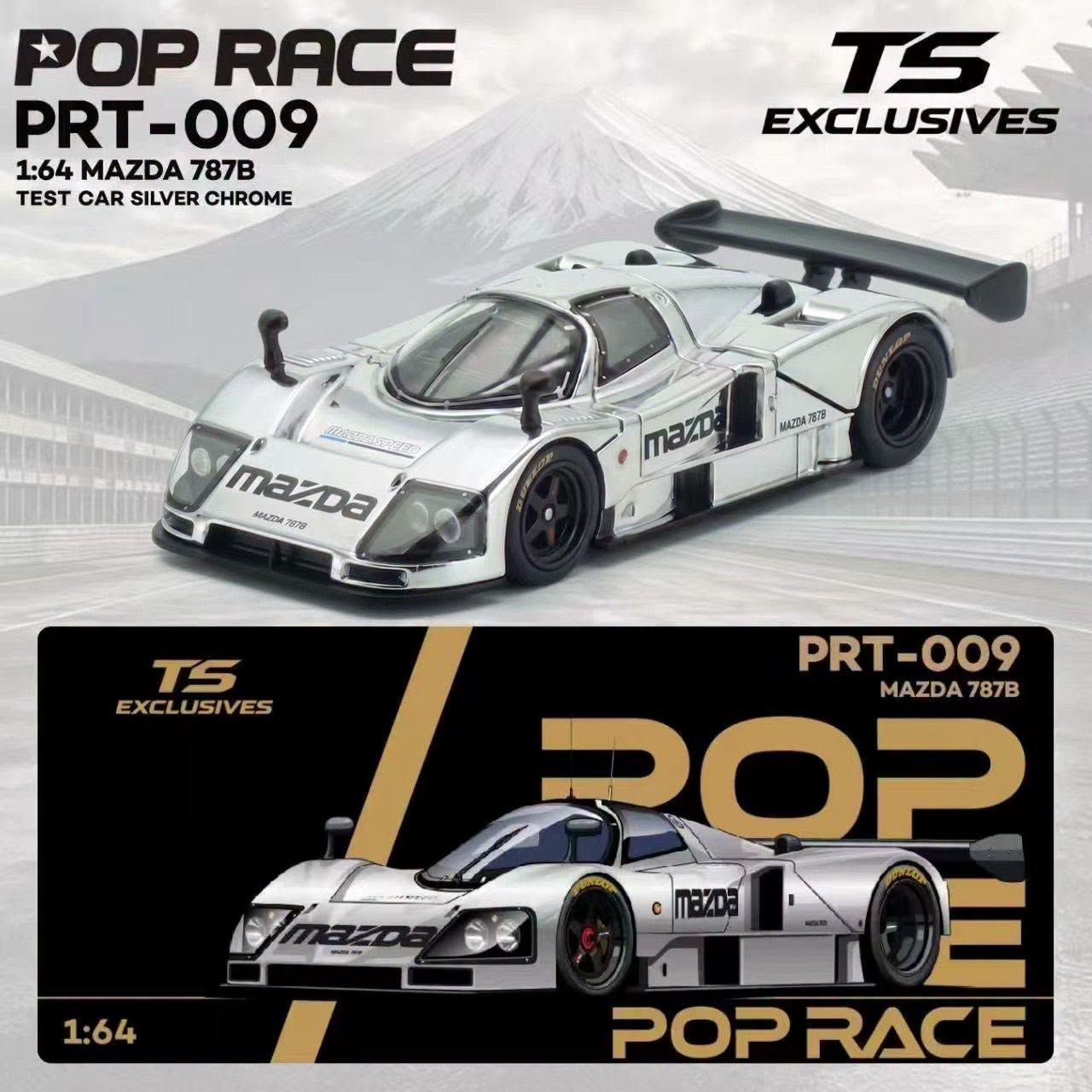 1:64 Pop Race Limited - Mazda 787B Test Car *POPRACE x TOKYO STATION*, silver chrome *Enigma Exclusive*