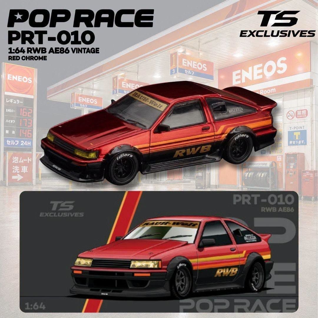 1:64 Pop Race Limited - RWB AE86 Vintage *POPRACE x TOKYO STATION*, red chrome *Enigma Exclusive*