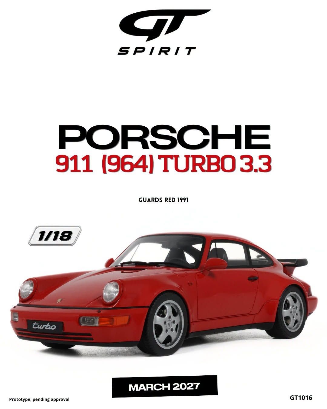 1:18 GT Spirit - 1991 Porsche 911 (964) 3.3 Turbo Coupé Rot