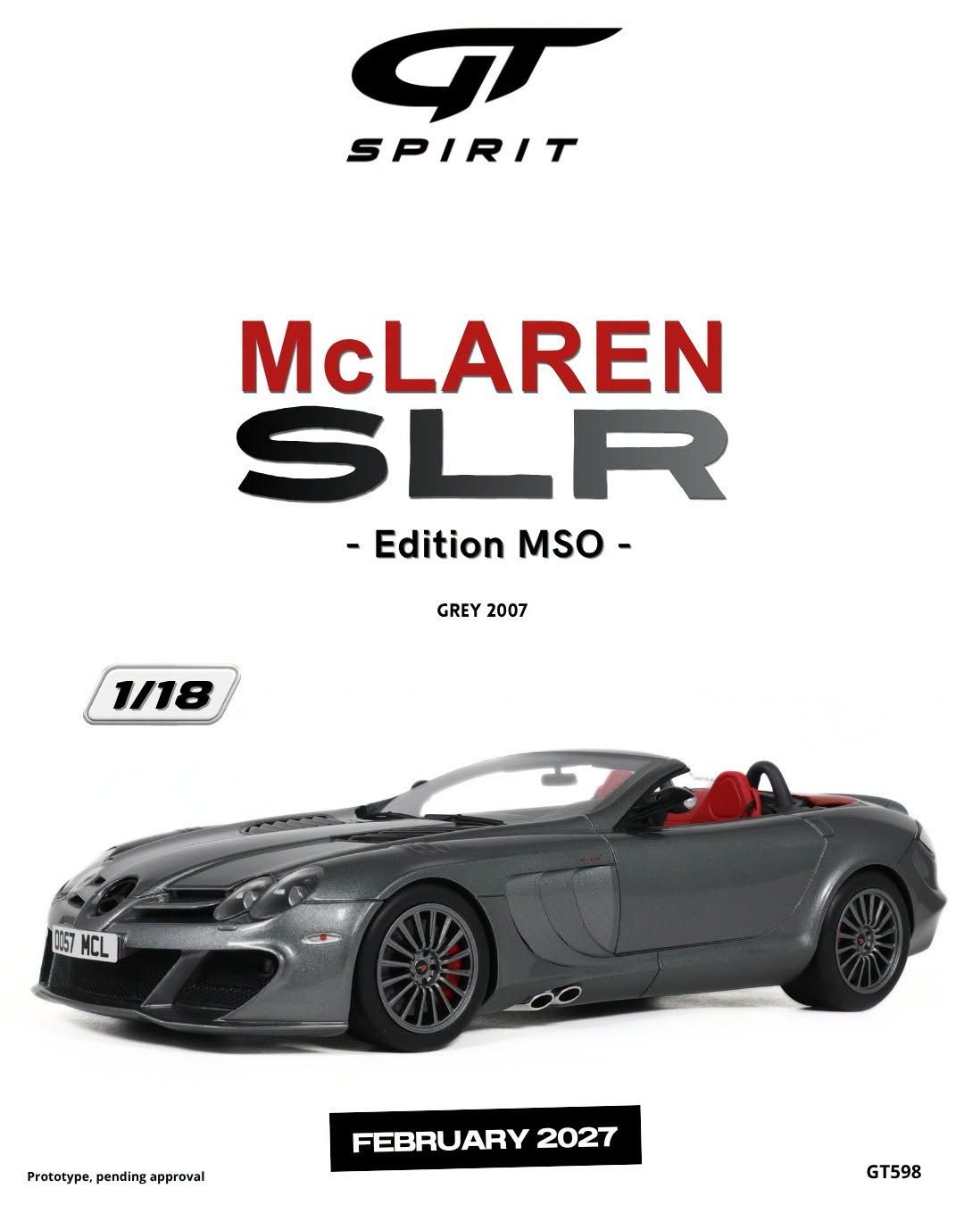 1:18 GT Spirit - 2007 Mercedes-Benz SLR McLaren Roadster Mattgrau