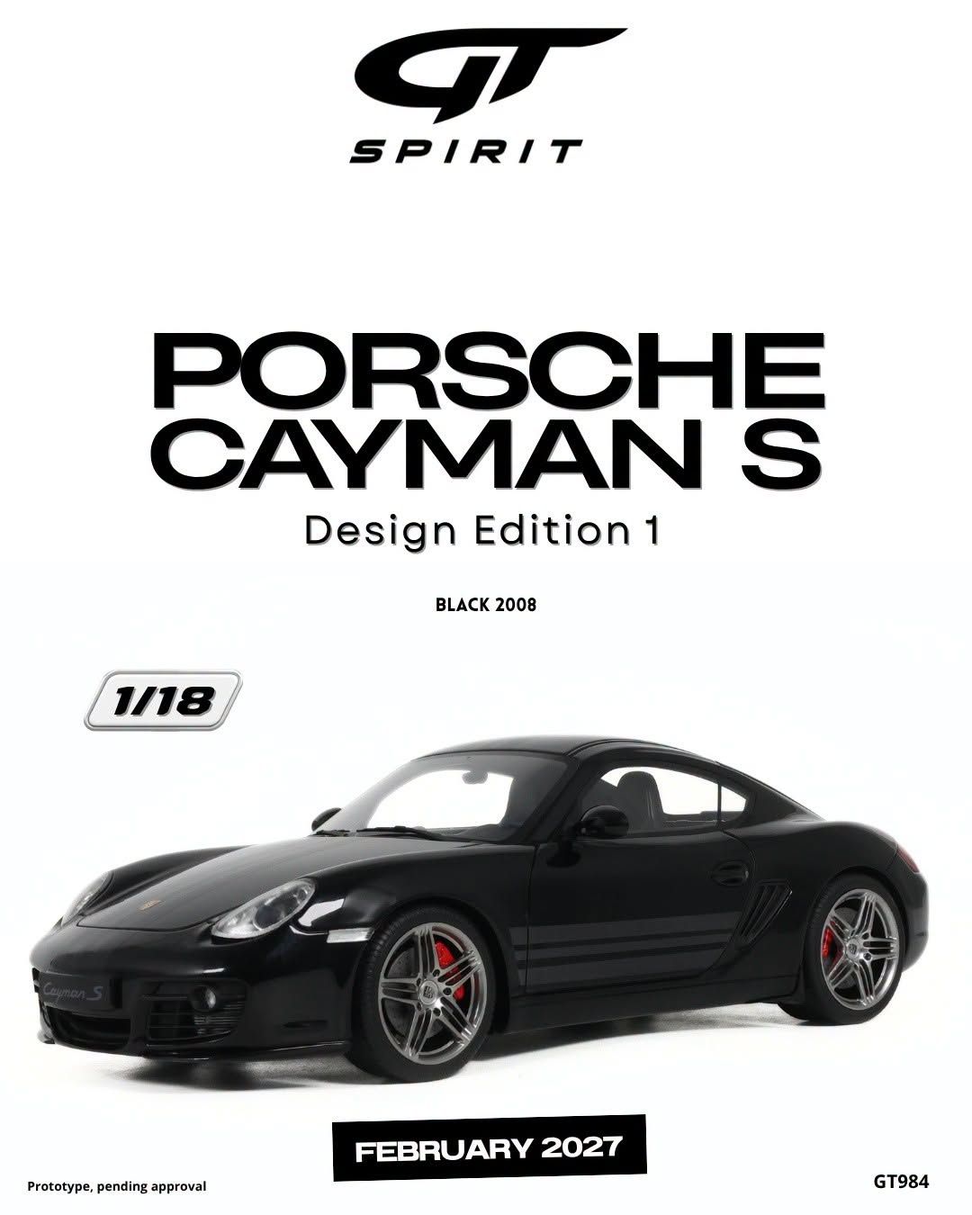 1:18 GT Spirit - 2008 Porsche Cayman S Coupé Schwarz